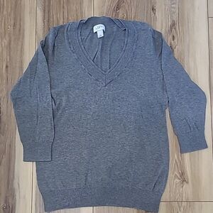 LOFT Gray V-Neck Sweater